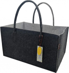 Raikou Felt Shopping Bag, Felt Basket, Handle Bag, Newspaper Basket, Sturdy Firewood Bag, Newspaper Rack, Also for Toys, Garden, Picnic, Beach, grey