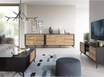 Living Room Set of 4 with Coffee Table Sideboard Chest of Drawers TV Lowboard Black Oak Modern