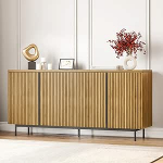 BELLEZE Colemen Sideboard, buffetkapp, 160 cm, ribidega dekoratiivsete ustega hoiukapp, kaasaegne konsoollaud s&ouml;&ouml;gituppa, k&ouml;&ouml;ki ja elutuppa - Colemen (Camel)