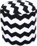 Homescapes Trendy Design Pouf Round Footstool Black White Chevron Herringbone 45 cm Diameter