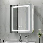 Janboe Medicine Cabinet with Lighting, Illuminated Medicine Cabinet, 3 Colors and Dimmable, Mist, Interior Light, USB Shaver Socket, Interior Door Lighting, 20 x 26 Inch