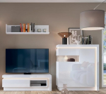 Lomadox Home Furniture Set 3-Piece with Lighting White High Gloss W x H x D Approx. 254 x 165 x 42 cm