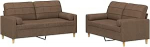 Braunes 2-Sitzer-Sofa mit bequemen Kissen | Polyester, Metall, Textilene, Sperrholz | Wohnzimmer, Leseecke Model3201293