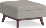 SIMPLIHOME Owen Rectangular Coffee Table 34 Inch Wide with Lift Top Storage Cocktail Footrest Stool Made of Padded Cloud Grey Polyester Fabric Mid Century Modern Living Room