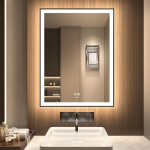 GANPE LED Bathroom Mirror, Makeup Cosmetic Mirror, Wall Mounted, Large Modern Frameless Illuminated Mirror, Anti-Fog + IP44 Waterproof + Vertical & Horizontal (80 x 60 cm)