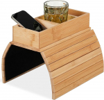 Relaxdays Diivanitaldrik k&auml;etugi Bambus k&auml;etugi laud Diivan H x D 6,5 x 42 x 28 cm Diivaniriiul 3 kambriga Looduslik