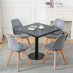 Mingone s&ouml;&ouml;gilaud 80 cm k&ouml;&ouml;gilaud Marmori v&auml;limusega s&ouml;&ouml;gitoa laud Marmorist lauaplaadiga ruudukujuline laud ja metallist jalaga elutoa laud r&otilde;dule s&ouml;&ouml;gituppa, must