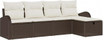 5-teiliges Garten-Sofa-Set mit Kissen Braun Poly-Rattan, 2-Sitzer Garten-Sofa mit Stauraum & Kissen Braun Poly-Rattan Gartenlounge Model3360389