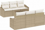 vidaXL 7 TEISELINE AIA-SOHVA KOKKUVARUSTUS BEIGE POLY RATTAN PADJADEGA - STIILNE M&Ouml;&Ouml;BEL 6 HINGELE Ideaalne mugavaks lounge'iks kevadel ja suvel terrassil.