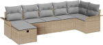 Rantry 7-teiliges Garten Sofa Set mit Kissen Beige Poly Rattan Gartenlounge Model3358899