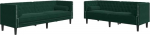 Diivan-set f&uuml;r Wohnzimmer, 3-Sitzer und 2-Sitzer, Chesterfield und Nackenrolle, 2-osaline, Dunkelgr&uuml;n