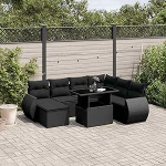 Garten-Sofagarnitur Ecksofa & Mittelsofa - Schwarz, PE-Rattan, 62x62x69 cm - UV-best&auml;ndig, f&uuml;r Terrasse und Innenhof Model3268695