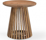 iAnanas valmis kokkupandud ja kasutusvalmis &uuml;mmargune luksuslik puidust kohvilaud, stiilne kaasaegne lamellidega k&uuml;ljelaud, Boho stiil, elutuba, rustikaalne naturaalne viimistlus, elegantne, vastupidav, 50 x 50 x 50 cm.