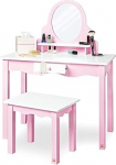 PINOLINO Jasmine laste riietuslaud MDF roosa ja valge lakitud riietuslaud koos peegli ja tugitooliga alates 3 aastat