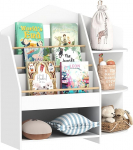 AIYAPLAY laste raamaturiiul 4 lahtise sektsiooniga, 3 riiulit, m&auml;nnipuidust hoiuriiul, m&auml;nguasjade riiul m&auml;nguasjade, raamatute jaoks, seisev riiul lastetoas, 80 L x 30 W x 79,7 cm, valge