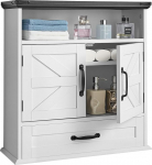 VEVOR Vannitoa seinakapp Meditsiinikapp 2 ukse ja reguleeritavate riiulitega, hoiukapp, seinakapp, vannitoa kapp avatud jaotajaga ja sahtlitega k&ouml;&ouml;gi, tualeti jaoks