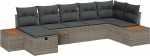 Rantry 7-teiliges Garten Sofa Set mit Kissen Grau Poly Rattan Gartenlounge Model3360973