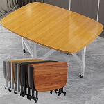 Drop Leaf Tisch - platzsparender Tisch f&uuml;r drinnen und drau&szlig;en mit St&uuml;hlen, Gelb, 120 x 80 cm - perfekt f&uuml;r Arbeit, Studium und Freizeit