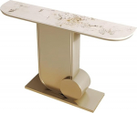 Moderner Flurtisch, Langer Konsolentisch mit Metallfu&szlig;, Console Table aus Kunstmarmor, for Eingang, Wohnzimmer(Gold,140cm/55in)