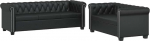 Chesterfield diivanikomplekt, Wohnzimmer, 3-Sitzer ja 2-Sitzer, Chesterfield, 2-osaline, Schwarz