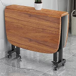 Kokkupandav s&ouml;&ouml;gilaud, Drop Leaf k&ouml;&ouml;gi puidust pikendatav multifunktsionaalne laud 6 rattaga, kokkupandav kolme kujuga (120 x 70 cm)