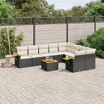 Set Schlafsofa, 10-teiliges Gartensofa-Set mit Kissen aus Polyrattan, schwarz, Set Schlafsofa, Wohnzimmer, Sofa, Garten, modernes Sofa-Set f&uuml;r den Au&szlig;enbereich, Outdoor-M&ouml;bel