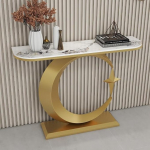 Moderner Konsolentisch mit stabilem Metallfu&szlig; und eleganter Marmorplatte, perfekt f&uuml;r Flur, Eingangsbereich oder hinter der Couch