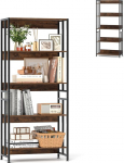 HOMASIS raamaturiiul 3/5 tasandiga, t&ouml;&ouml;stuslik seisev riiul reguleeritava riiuli ja metallraamiga, hoiuriiul, maitseainete riiul, k&ouml;&ouml;giriiul elutuppa, k&ouml;&ouml;ki, kontorisse (Vintage Brown, 5 tasandit)