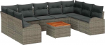 Rantry 10-teiliges Garten Sofa Set mit Kissen Grau Poly Rattan Gartenlounge Model3347622
