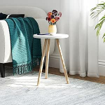 V&auml;ikesed &uuml;mmargused k&uuml;ljelauad elutuppa, minimalistlik Circle Accent Side Table, v&auml;ikesed ruumid, korterid, kaasaegne &ouml;&ouml;kapp magamistuppa, kontorisse, lastetuppa (valge)