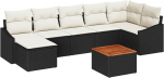8-teiliges Garten-Sofa-Set mit Kissen Schwarz Poly Rattan Akazie Gartenlounge Model3356528