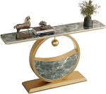 Stilvoller moderner Konsolentisch aus Marmor, eleganter Sofatisch f&uuml;r den Eingangsbereich, wei&szlig;er Flurtisch im Landhausstil, dekorativer Akzenttisch f&uuml;r das Wohnzimmer (47,2 x 11,8 Zoll) - p