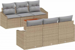 7-teiliges Garten Sofa Set mit Kissen Beige Poly Rattan Akazie Gartenlounge Model3356446