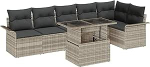 7-teiliges Garten Sofa Set mit Kissen in Hellgrau aus Poly Rattan Gartenlounge Model3348298
