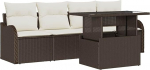 5-teilige Garten Sofa Set mit Kissen Braun Poly Rattan, 2-Sitzer Garten Sofa mit Stauraum & Kissen Braun Poly Rattan Gartenlounge Model3357101