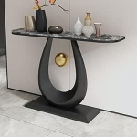 Moodne konsoollaud kunstmarmorist lauaplaadiga, metallist jalad, stiilne aktsentlaud esikusse, esikusse, elutuppa - Hall, 100 x 30 cm (39,3 x 11,8)