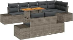 9-teiliges Garten Diivan Set mit Kissen Grau Poly Rattan Gartenlounge Model3358715