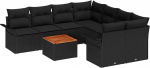 Gartensofa-Set mit Kissen 9 tk Schwarz Poly-Rattan Gartenm&ouml;bel Model3347310