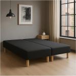 By Sommiflex 200 x 200 cm Black Box Spring Bed Made in France with Feet