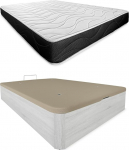 Somnia Descanso Polar 105 x 190 tk viskoelastne madrats p&ouml;&ouml;rdvoodi Bombay + puidust kastivedrustuse voodi suure mahutavusega v&auml;rviga