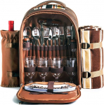Hap Tim luxury 4 Person Picnic Backpack Hamper with Insulated Cooler Compartment includes Tableware & Fleece Blanket(EU3065)