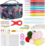 Aeelike siniste lehtede heegeln&otilde;ude komplekt algajatele, 59 tk portatiivne heegeln&otilde;elade komplekt koos tarvikute ja villaga, 0,6 mm - 6,0 mm heegeln&otilde;elade komplekt sisaldab roostevabast terasest otsad heegeln&otilde;elad, sokkide jaoks,