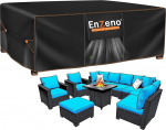 Enzeno Garden Furniture Cover, Rectangular, 250 x 210 x 90 cm, Waterproof Cover for Garden Table, 420D Oxford Fabric, Outdoor Table Cover with Air Outlet for Tables & Chairs, Sofas, Rattan Furniture