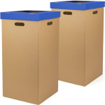 ONLY BOXES Pack of 2 Cardboard Waste Paper Bin with Lid Blue 37 x 36 x 70 cm