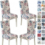 SPRINGRICO Chair Covers for Dining Room, Set of 4, Stretch Dining Chair Cover, Washable Spandex Kitchen Parsons Chair Protective Covers, Removable Seat Protector for Home or Party (Pack of 4, Floral02)