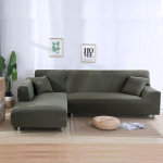 Corner Sofa Slipcovers, Elastic L Shaped Couch Covers, Non-Slip Sofa Cover for Pets Kids, Corner Sofa Covers, Furniture Protector - for Living Room, Grey, Green, 3+3 Seats (3+3 Seats)
