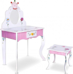 habeig #988 Dressing Table Children's Dressing Table Princess Pink White Stool Desk