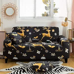 Odot Sofa &Uuml;berzug,Sofabezug Ecksofa,Couch &Uuml;berzug f&uuml;r 1/2/3/4 Sitzer,Stilvolles Weihnachtsthema Sofa &Uuml;berzug,Elastische sofabezug L Form rutschfest Sofaschoner,f&uuml;r Schm&uuml;cken (4-Sitzer,Schwarz)