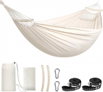 Chihee Cotton Hammock, suur, pehme, hingav Camping Hammocks, mahutab kuni 300 kg, Portable Tree Hammock koos eemaldatava Spreader Bar, Pillow, 2 tugev Webbing rihmad, 2 Carabiner konksud