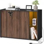SONGMICS HOME Sideboard, &uuml;likiire t&ouml;&ouml;riistavaba kokkupanek, toolless tehnoloogia, hoiukapp elutoas, TV kapp LED valgustusega, reguleeritavad riiulid, kaasaegne, must BBK372B01